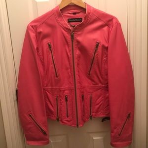 Pink vegan leather Pamela McCoy jacket, size L.